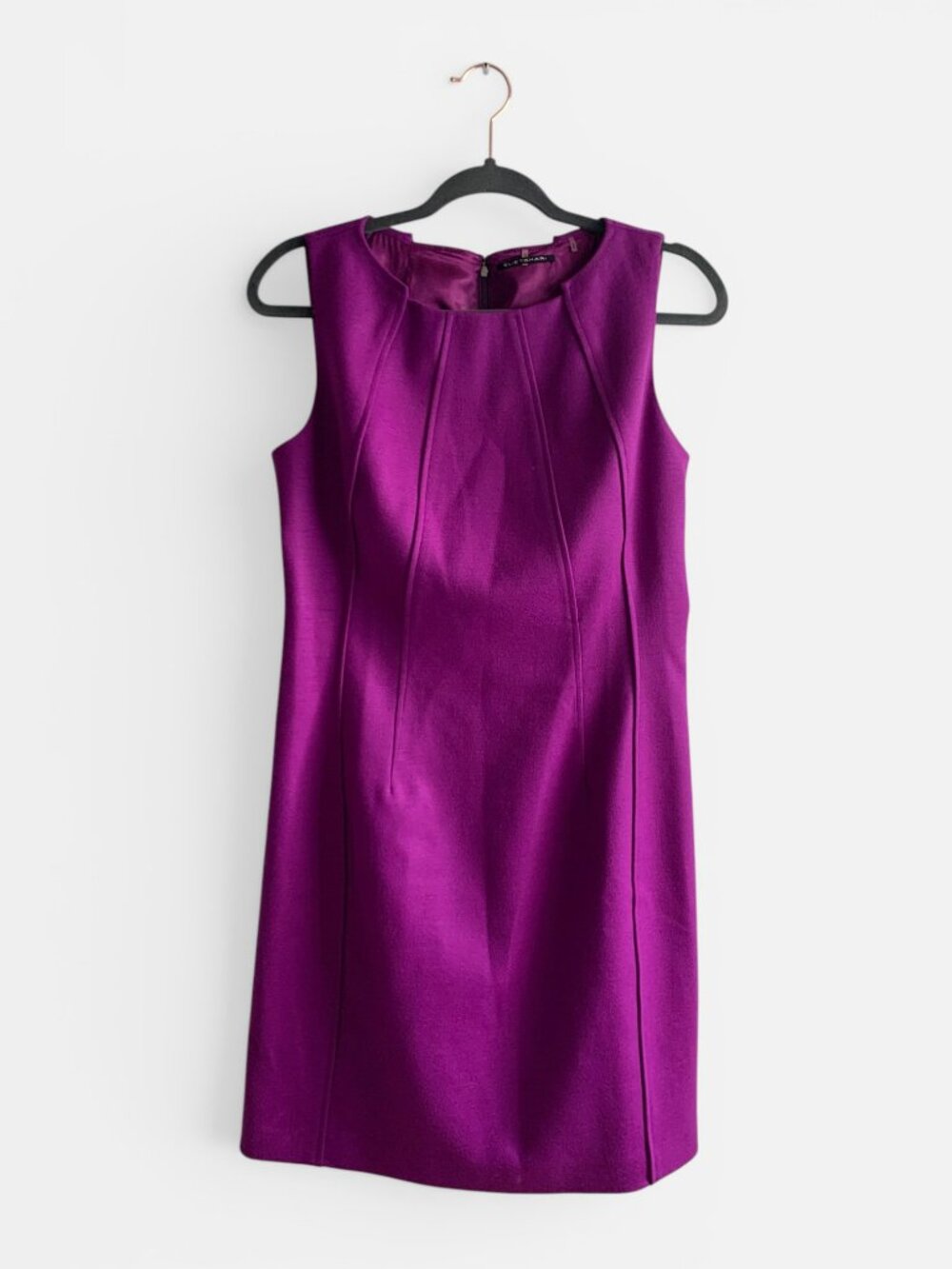 Elie Tahari Purple Wool Blend Sheath Dress Sleeveless Career Dress 8